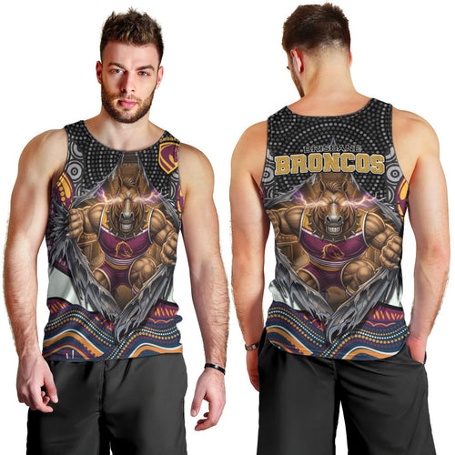 Brisbane Broncos Men Tank Top The Scream of Lightning Eyes - Indigenous Dot Ripping Effect