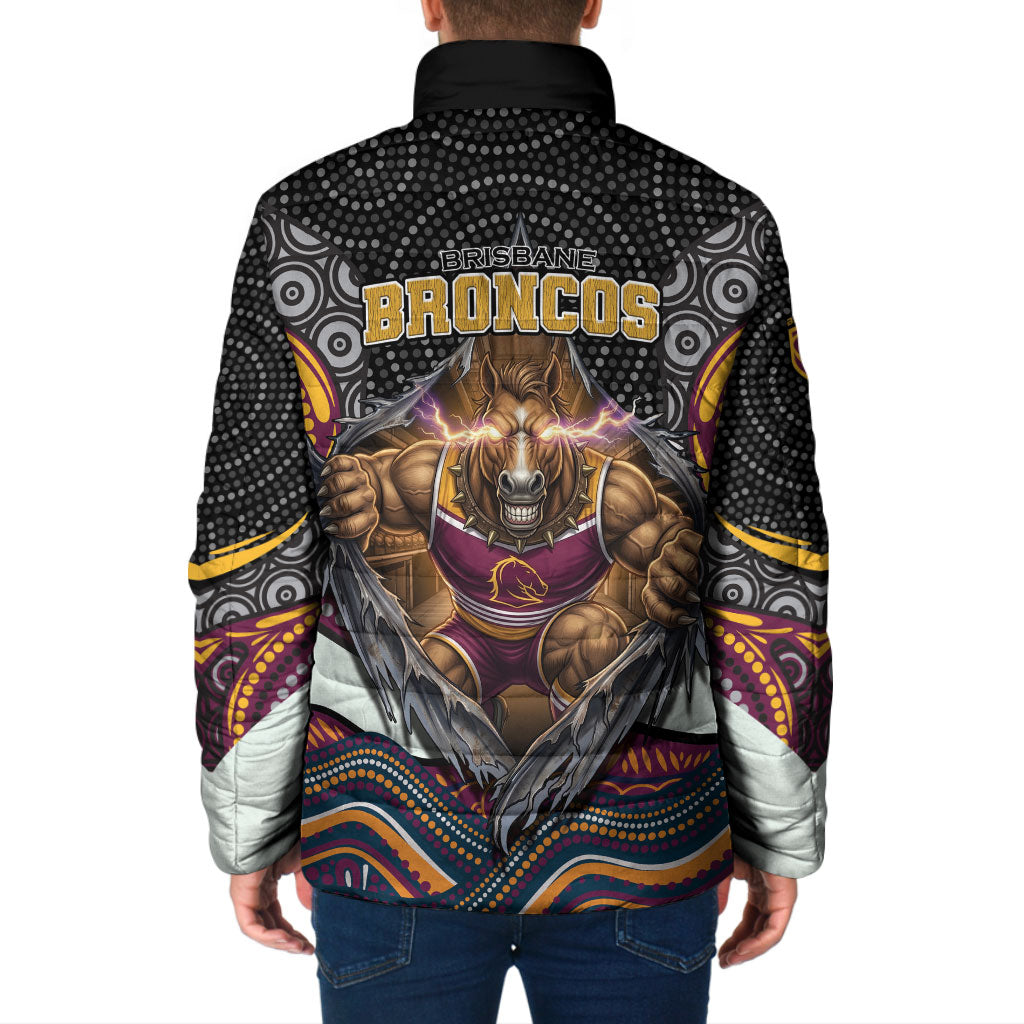 Brisbane Broncos Padded Jacket The Scream of Lightning Eyes - Indigenous Dot Ripping Effect