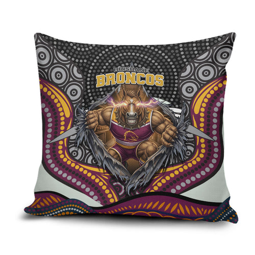 Brisbane Broncos Pillow Cover The Scream of Lightning Eyes - Indigenous Dot Ripping Effect