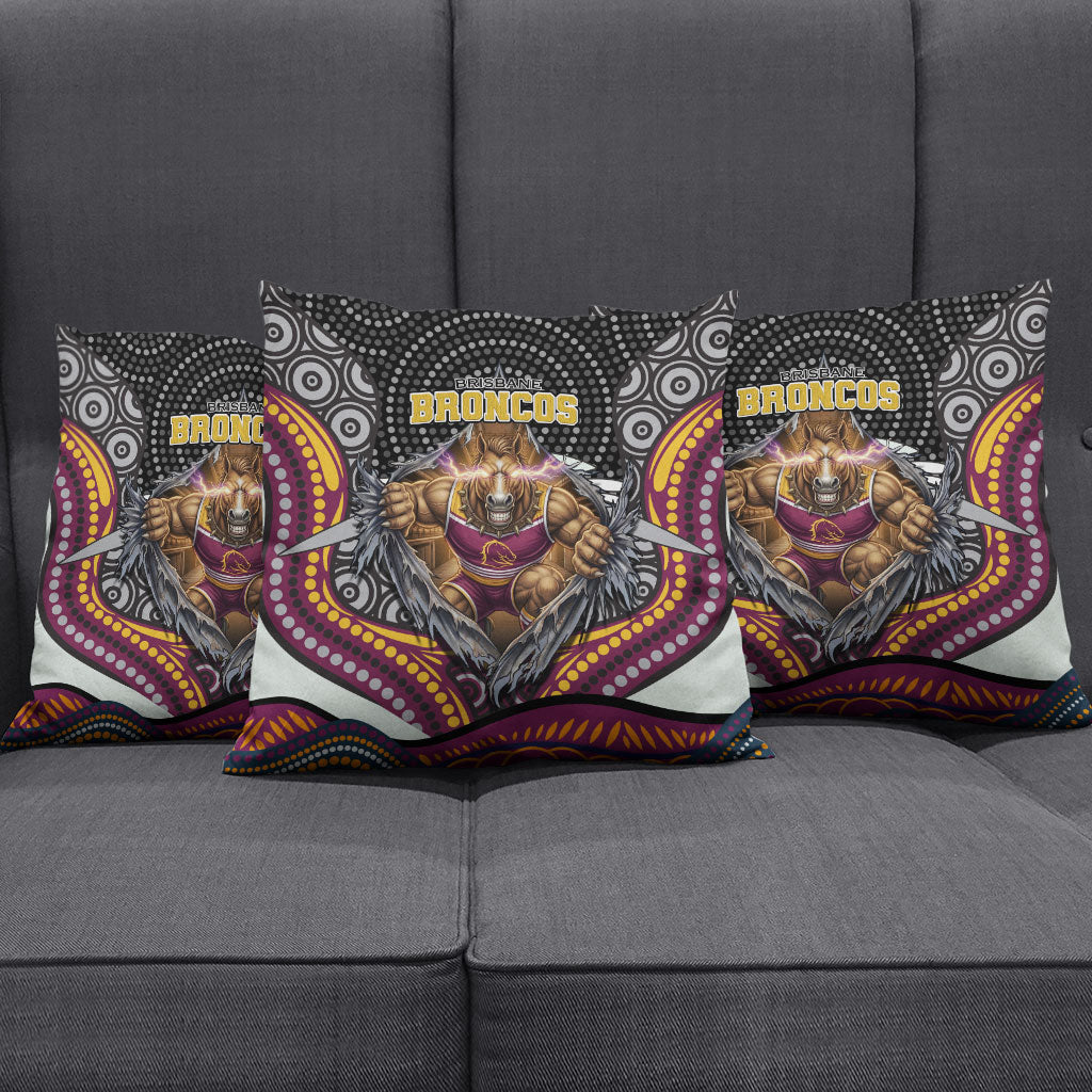 Brisbane Broncos Pillow Cover The Scream of Lightning Eyes - Indigenous Dot Ripping Effect