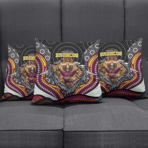 Brisbane Broncos Pillow Cover The Scream of Lightning Eyes - Indigenous Dot Ripping Effect