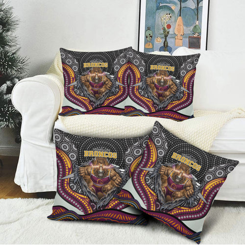 Brisbane Broncos Pillow Cover The Scream of Lightning Eyes - Indigenous Dot Ripping Effect