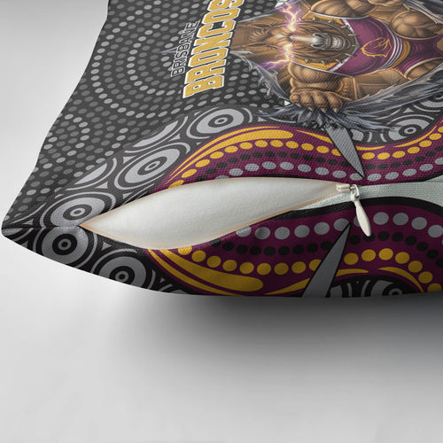 Brisbane Broncos Pillow Cover The Scream of Lightning Eyes - Indigenous Dot Ripping Effect