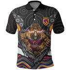 Brisbane Broncos Polo Shirt The Scream of Lightning Eyes - Indigenous Dot Ripping Effect