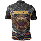 Brisbane Broncos Polo Shirt The Scream of Lightning Eyes - Indigenous Dot Ripping Effect