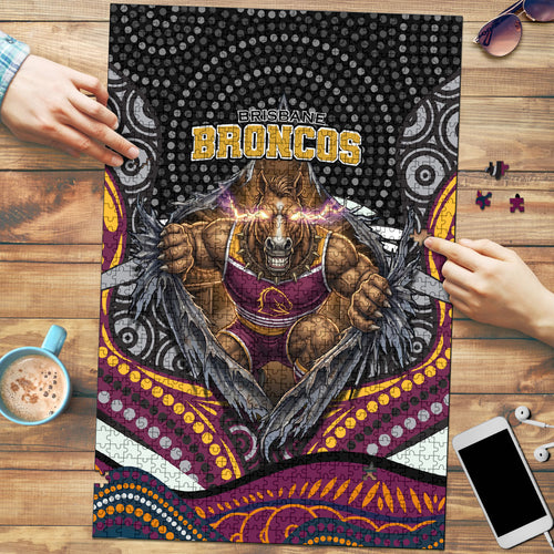 Brisbane Broncos Puzzle The Scream of Lightning Eyes - Indigenous Dot Ripping Effect