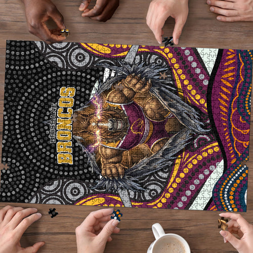 Brisbane Broncos Puzzle The Scream of Lightning Eyes - Indigenous Dot Ripping Effect