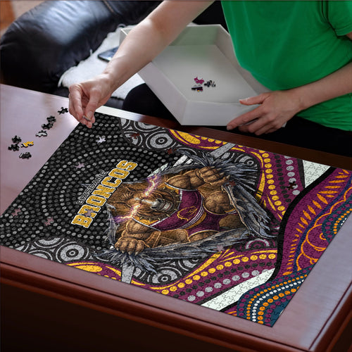 Brisbane Broncos Puzzle The Scream of Lightning Eyes - Indigenous Dot Ripping Effect