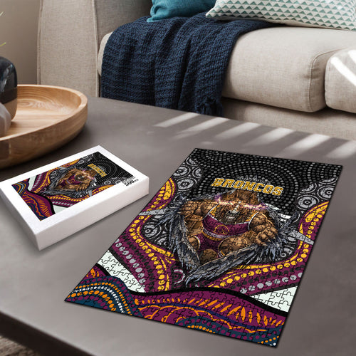 Brisbane Broncos Puzzle The Scream of Lightning Eyes - Indigenous Dot Ripping Effect