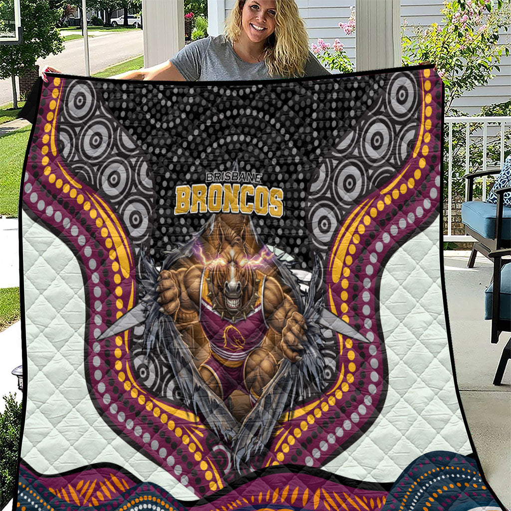 Brisbane Broncos Quilt The Scream of Lightning Eyes - Indigenous Dot Ripping Effect