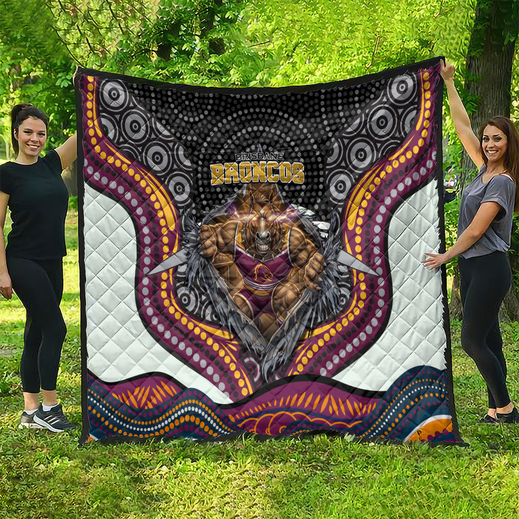 Brisbane Broncos Quilt The Scream of Lightning Eyes - Indigenous Dot Ripping Effect