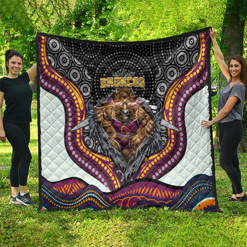 Brisbane Broncos Quilt The Scream of Lightning Eyes - Indigenous Dot Ripping Effect