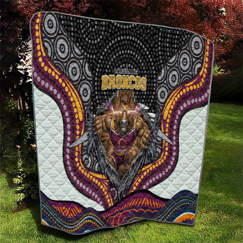 Brisbane Broncos Quilt The Scream of Lightning Eyes - Indigenous Dot Ripping Effect