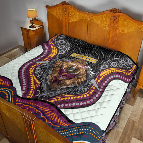 Brisbane Broncos Quilt The Scream of Lightning Eyes - Indigenous Dot Ripping Effect