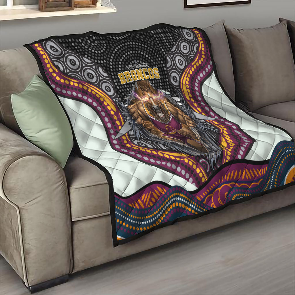 Brisbane Broncos Quilt The Scream of Lightning Eyes - Indigenous Dot Ripping Effect