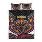 Brisbane Broncos Quilt Bed Set The Scream of Lightning Eyes - Indigenous Dot Ripping Effect