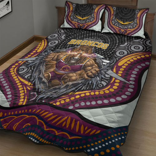Brisbane Broncos Quilt Bed Set The Scream of Lightning Eyes - Indigenous Dot Ripping Effect