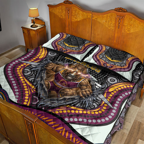 Brisbane Broncos Quilt Bed Set The Scream of Lightning Eyes - Indigenous Dot Ripping Effect