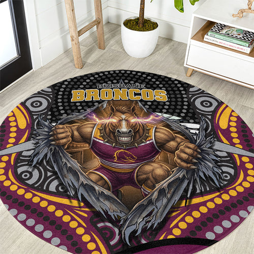 Brisbane Broncos Round Carpet The Scream of Lightning Eyes - Indigenous Dot Ripping Effect