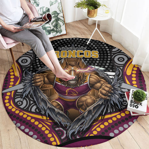 Brisbane Broncos Round Carpet The Scream of Lightning Eyes - Indigenous Dot Ripping Effect