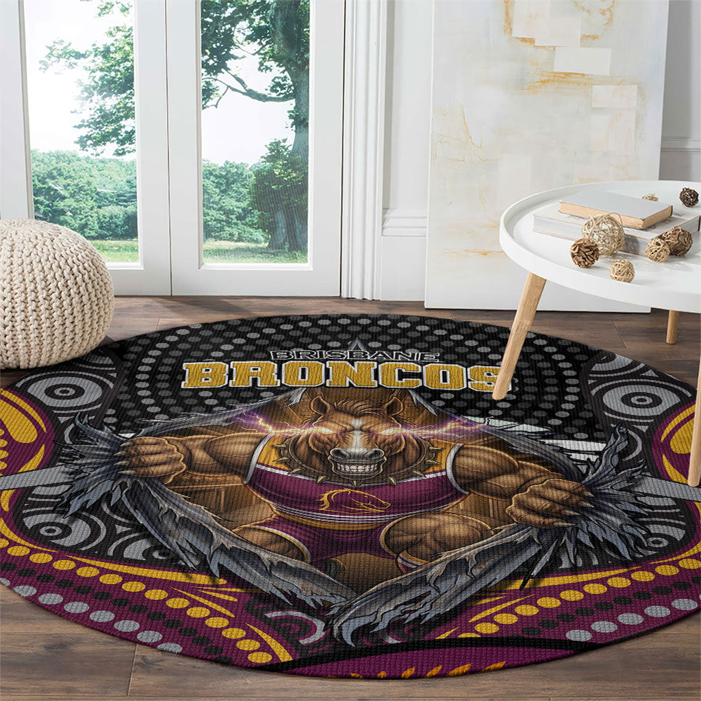 Brisbane Broncos Round Carpet The Scream of Lightning Eyes - Indigenous Dot Ripping Effect