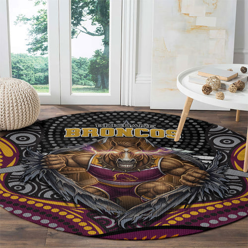 Brisbane Broncos Round Carpet The Scream of Lightning Eyes - Indigenous Dot Ripping Effect