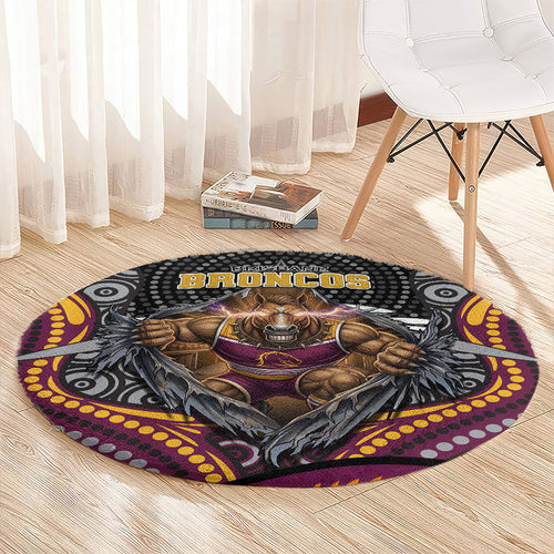 Brisbane Broncos Round Carpet The Scream of Lightning Eyes - Indigenous Dot Ripping Effect