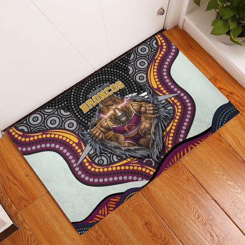 Brisbane Broncos Rubber Doormat The Scream of Lightning Eyes - Indigenous Dot Ripping Effect