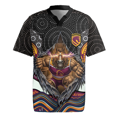 Brisbane Broncos Rugby Jersey The Scream of Lightning Eyes - Indigenous Dot Ripping Effect