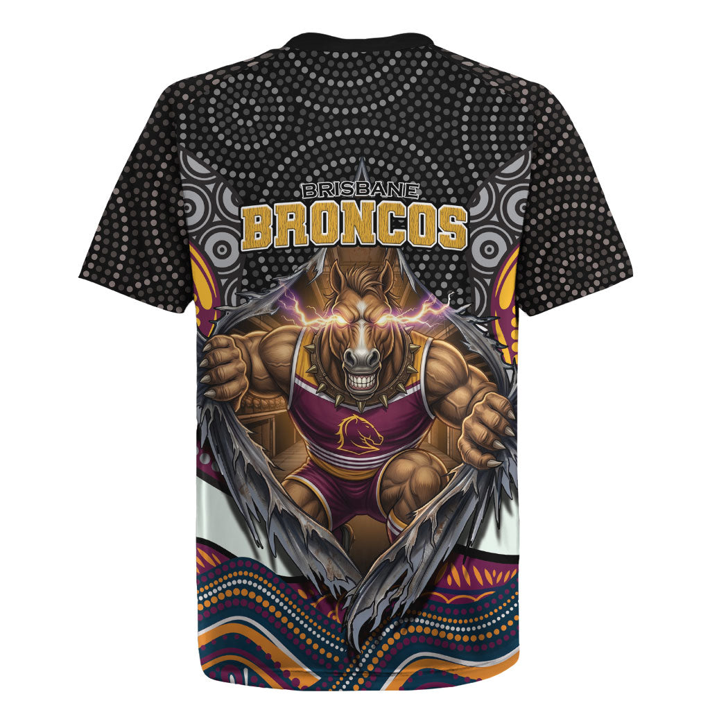 Brisbane Broncos Rugby Jersey The Scream of Lightning Eyes - Indigenous Dot Ripping Effect