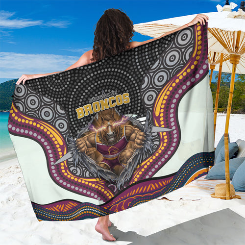 Brisbane Broncos Sarong The Scream of Lightning Eyes - Indigenous Dot Ripping Effect