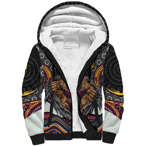 Brisbane Broncos Sherpa Hoodie The Scream of Lightning Eyes - Indigenous Dot Ripping Effect