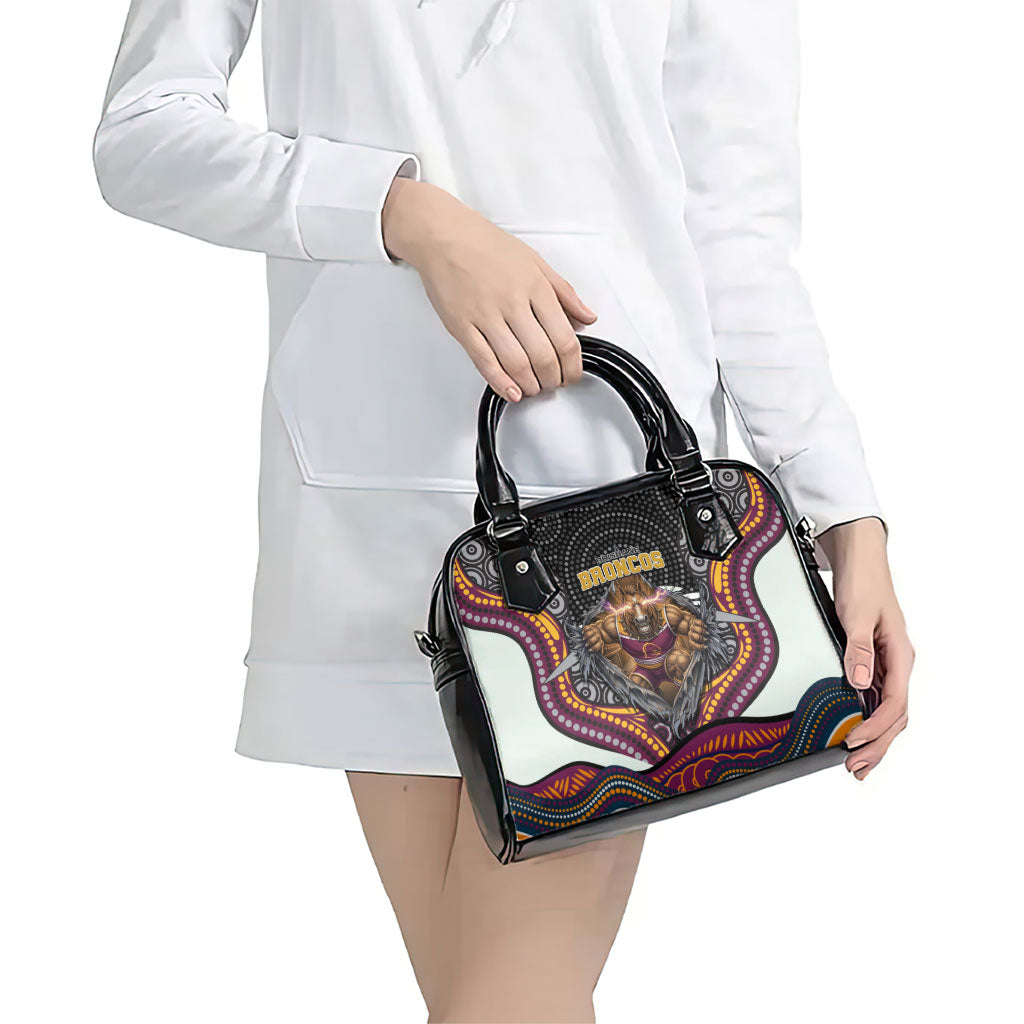 Brisbane Broncos Shoulder Handbag The Scream of Lightning Eyes - Indigenous Dot Ripping Effect