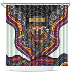 Brisbane Broncos Shower Curtain The Scream of Lightning Eyes - Indigenous Dot Ripping Effect