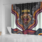 Brisbane Broncos Shower Curtain The Scream of Lightning Eyes - Indigenous Dot Ripping Effect