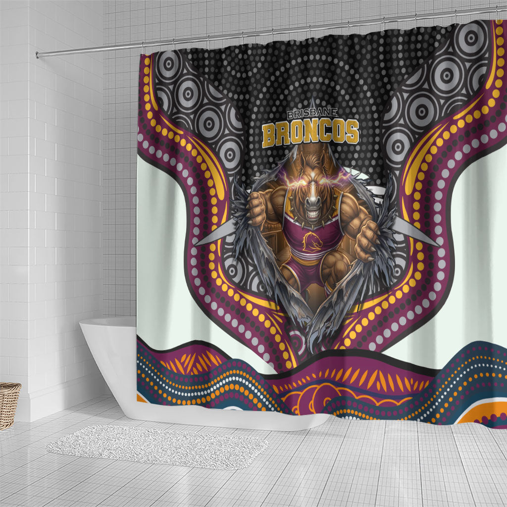 Brisbane Broncos Shower Curtain The Scream of Lightning Eyes - Indigenous Dot Ripping Effect