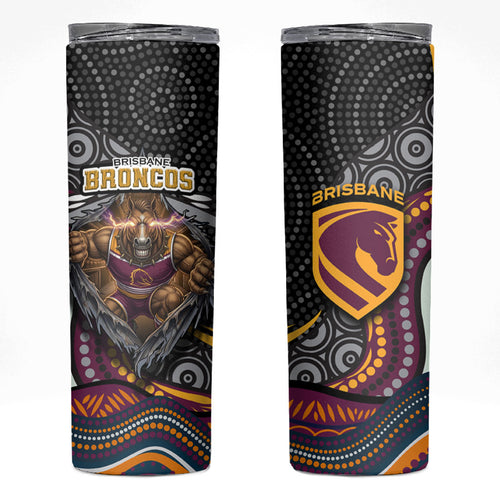Brisbane Broncos Skinny Tumbler The Scream of Lightning Eyes - Indigenous Dot Ripping Effect
