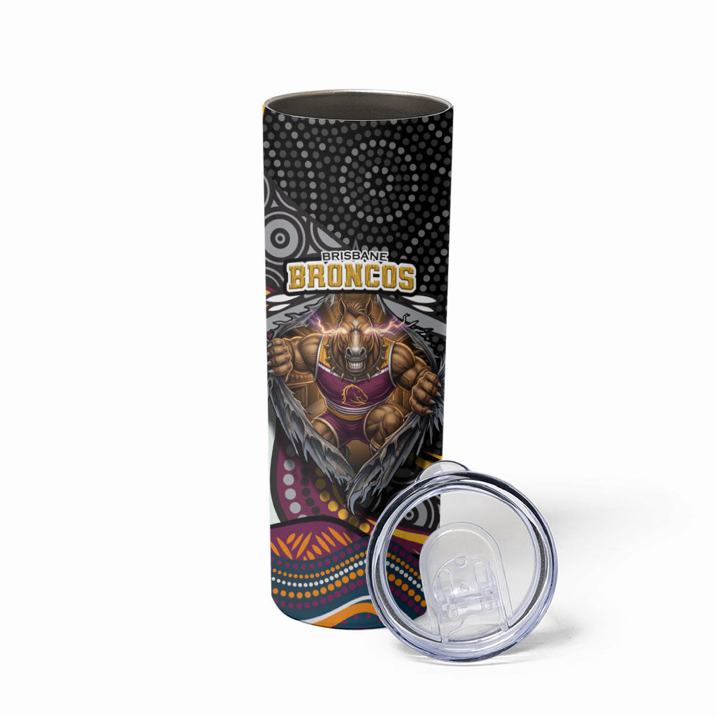 Brisbane Broncos Skinny Tumbler The Scream of Lightning Eyes - Indigenous Dot Ripping Effect