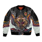 Brisbane Broncos Sleeve Zip Bomber Jacket The Scream of Lightning Eyes - Indigenous Dot Ripping Effect