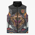 Brisbane Broncos Sleeveless Puffer Jacket The Scream of Lightning Eyes - Indigenous Dot Ripping Effect