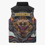 Brisbane Broncos Sleeveless Puffer Jacket The Scream of Lightning Eyes - Indigenous Dot Ripping Effect