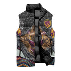 Brisbane Broncos Sleeveless Puffer Jacket The Scream of Lightning Eyes - Indigenous Dot Ripping Effect