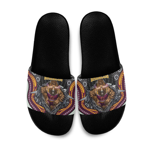Brisbane Broncos Slide Sandals The Scream of Lightning Eyes - Indigenous Dot Ripping Effect