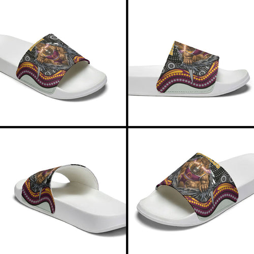 Brisbane Broncos Slide Sandals The Scream of Lightning Eyes - Indigenous Dot Ripping Effect