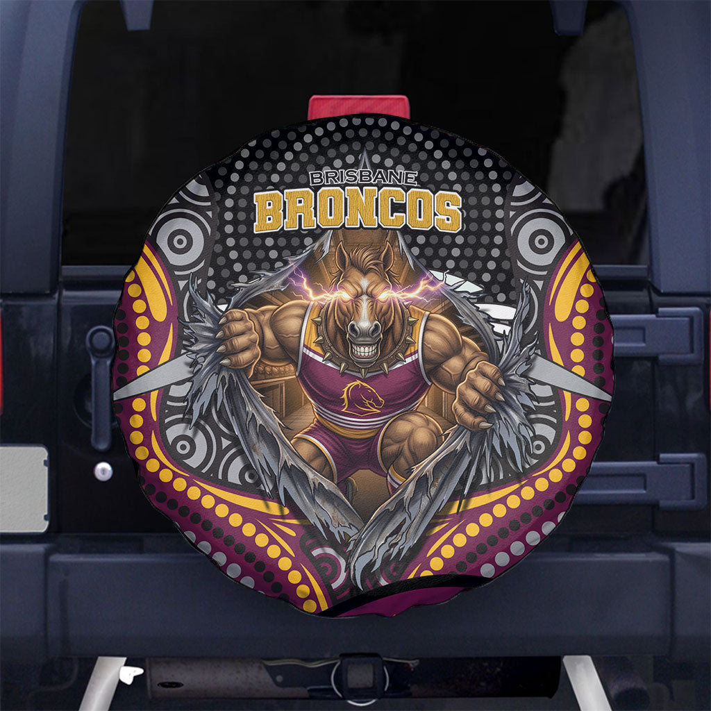 Brisbane Broncos Spare Tire Cover The Scream of Lightning Eyes - Indigenous Dot Ripping Effect