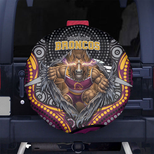 Brisbane Broncos Spare Tire Cover The Scream of Lightning Eyes - Indigenous Dot Ripping Effect
