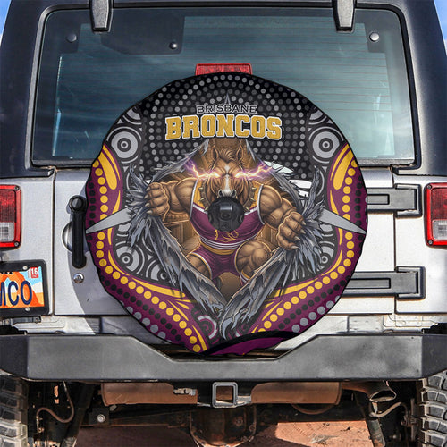 Brisbane Broncos Spare Tire Cover The Scream of Lightning Eyes - Indigenous Dot Ripping Effect