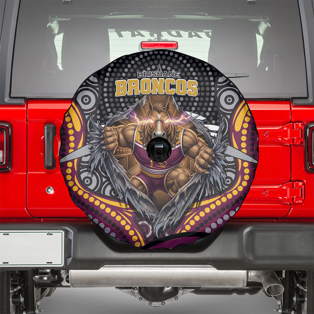 Brisbane Broncos Spare Tire Cover The Scream of Lightning Eyes - Indigenous Dot Ripping Effect