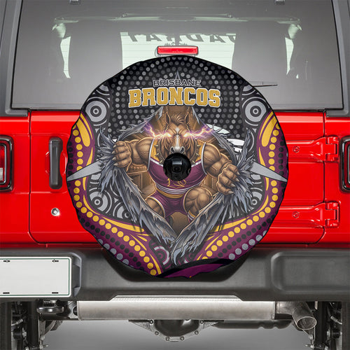 Brisbane Broncos Spare Tire Cover The Scream of Lightning Eyes - Indigenous Dot Ripping Effect