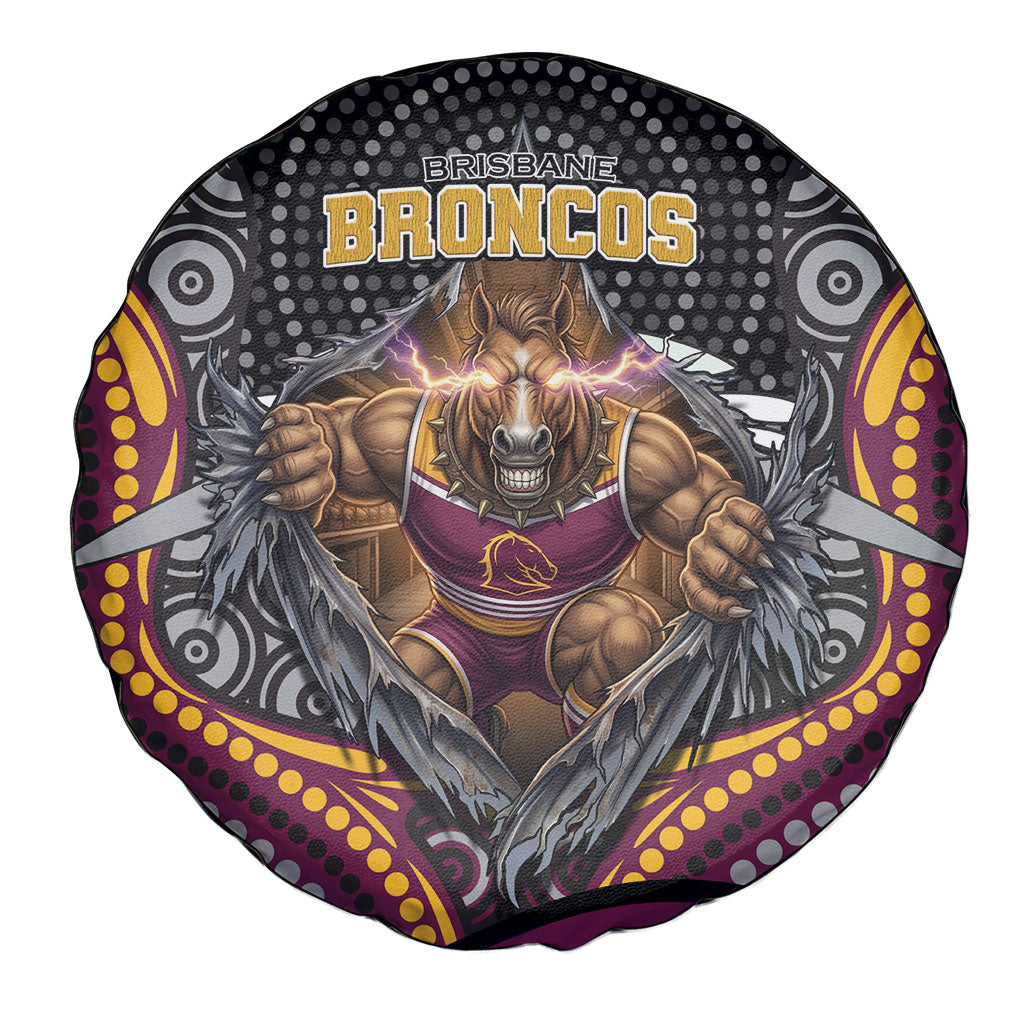 Brisbane Broncos Spare Tire Cover The Scream of Lightning Eyes - Indigenous Dot Ripping Effect